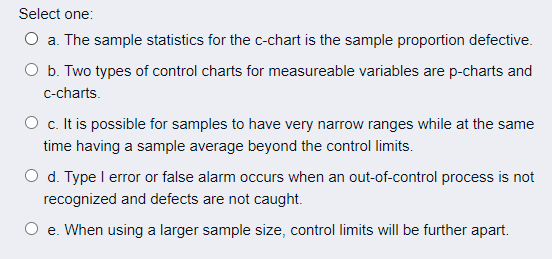 Which options are true? Select one: O a. The