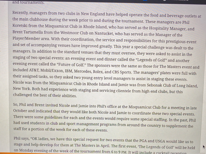 Case Study : Ch20 Event Planning at Augusta