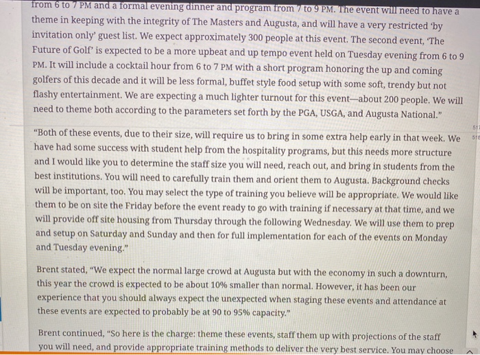 Case Study : Ch20 Event Planning at Augusta