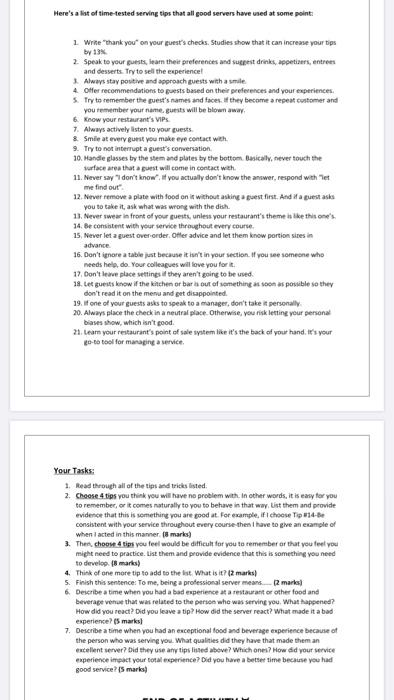 Here's a list of time-tested serving tips that