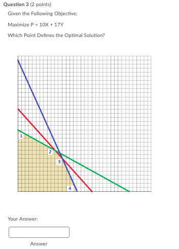 Question 3 (2 points) Given the Following