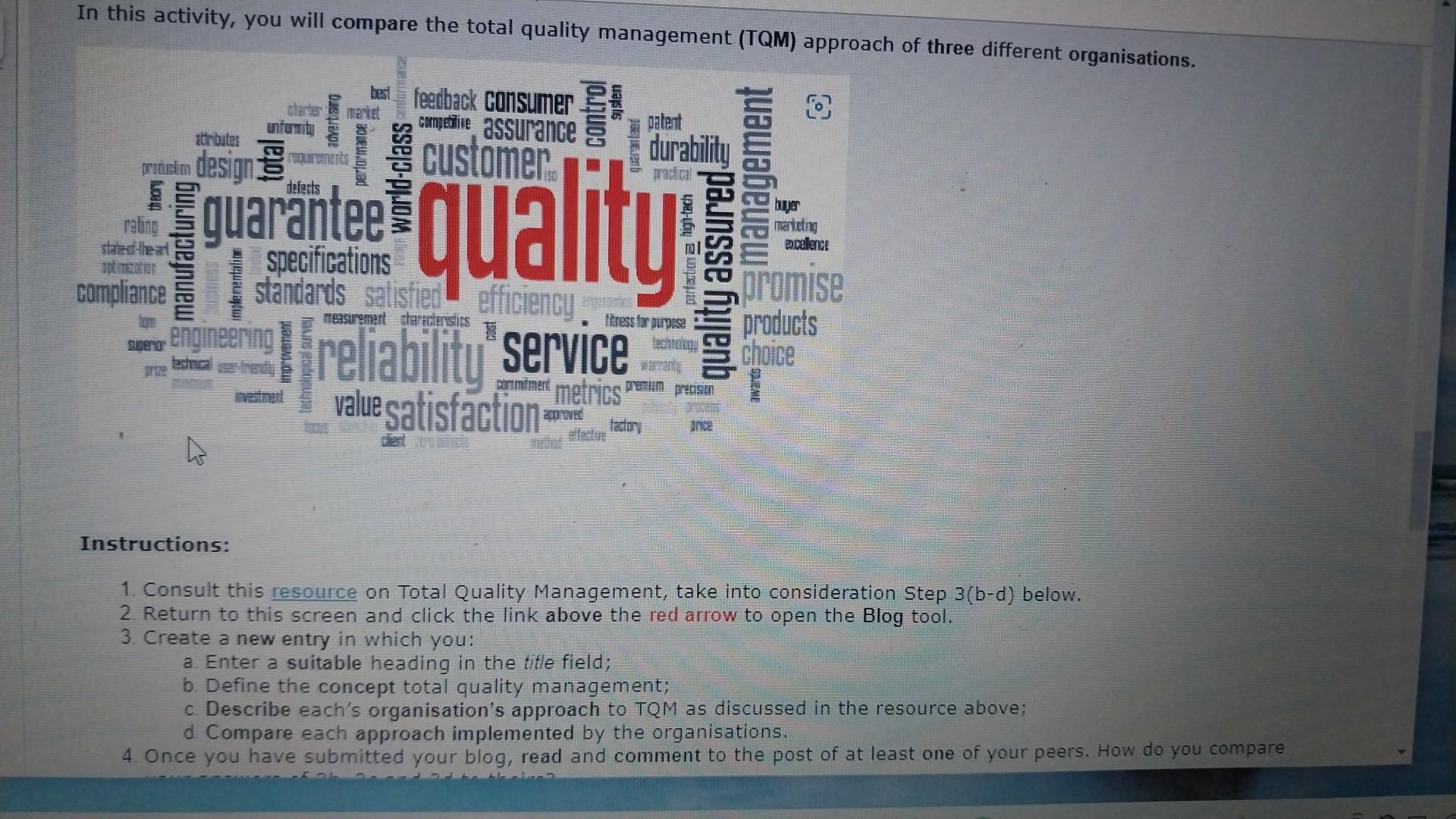 Define the concept total quality management In