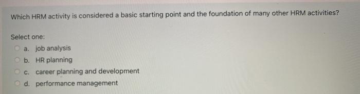 Which HRM activity is considered a basic starting