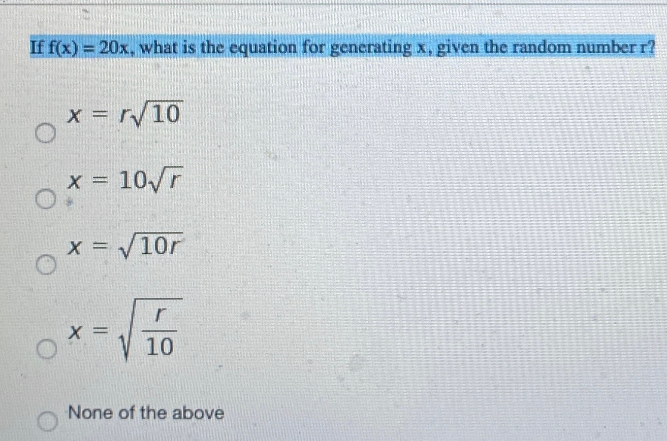 If f(x) = 20x, what is the equation for