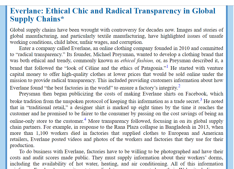 ANSWER ONLY QUESTIONS 1,2,3,7!!! Everlane: