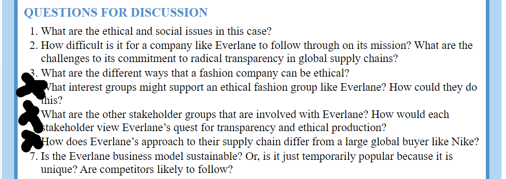 ANSWER ONLY QUESTIONS 1,2,3,7!!! Everlane: