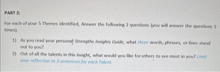 Please do it soon. For each of your 5 Themes