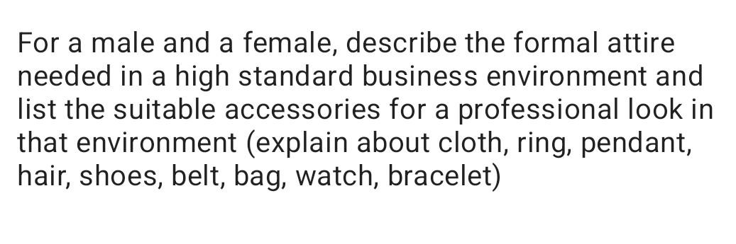 Course Business etiquette For a male and a