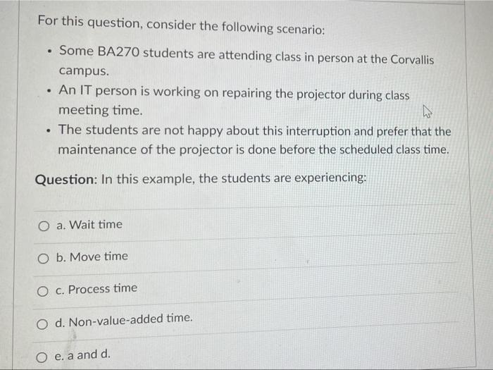 For this question, consider the following