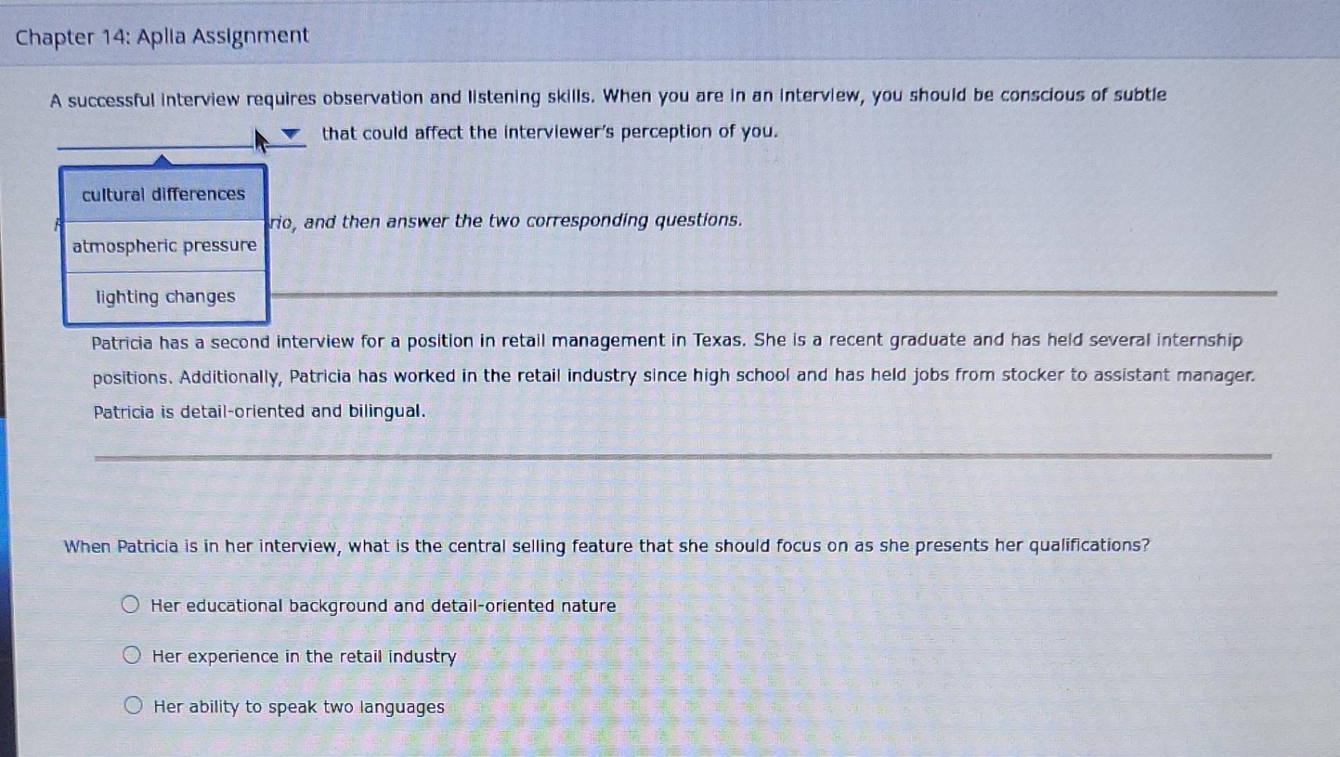 Chapter 14: Aplia Assignment A successful