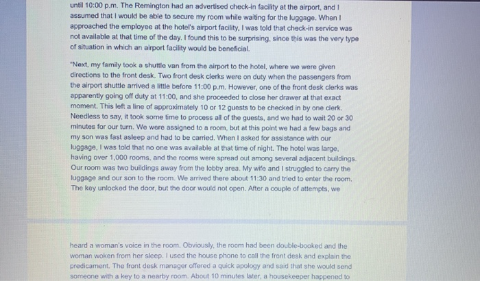 Service Quality at the Remington Hotel Day One