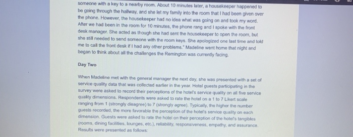 Service Quality at the Remington Hotel Day One