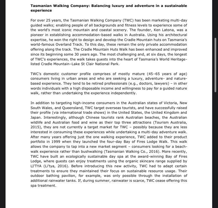 1) Discuss how TWC creates value for consumers by