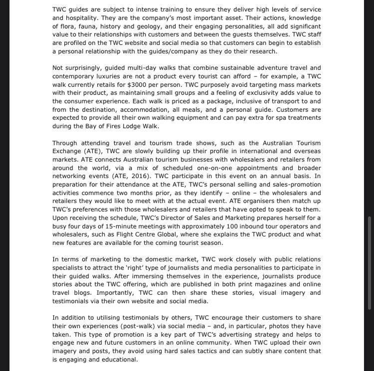 1) Discuss how TWC creates value for consumers by