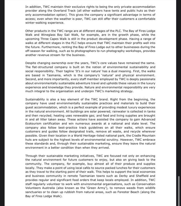 1) Discuss how TWC creates value for consumers by