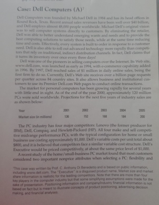 Case: Dell Computers (A)? Dell Computers was