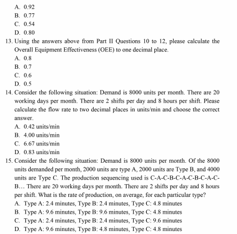 Could someone please help with questions Part II.