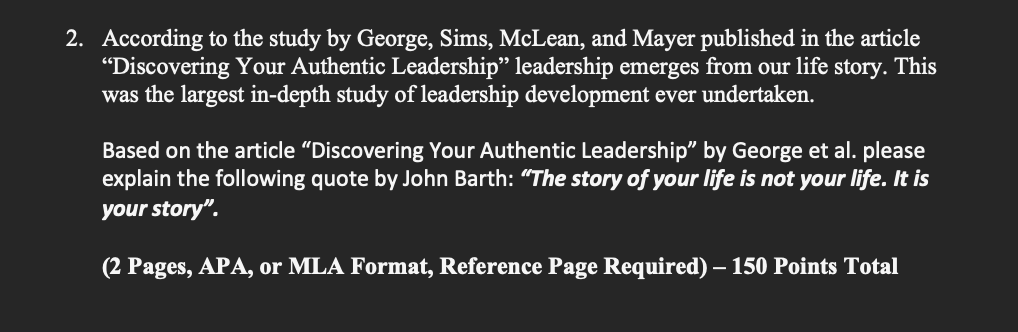 2. According to the study by George, Sims,