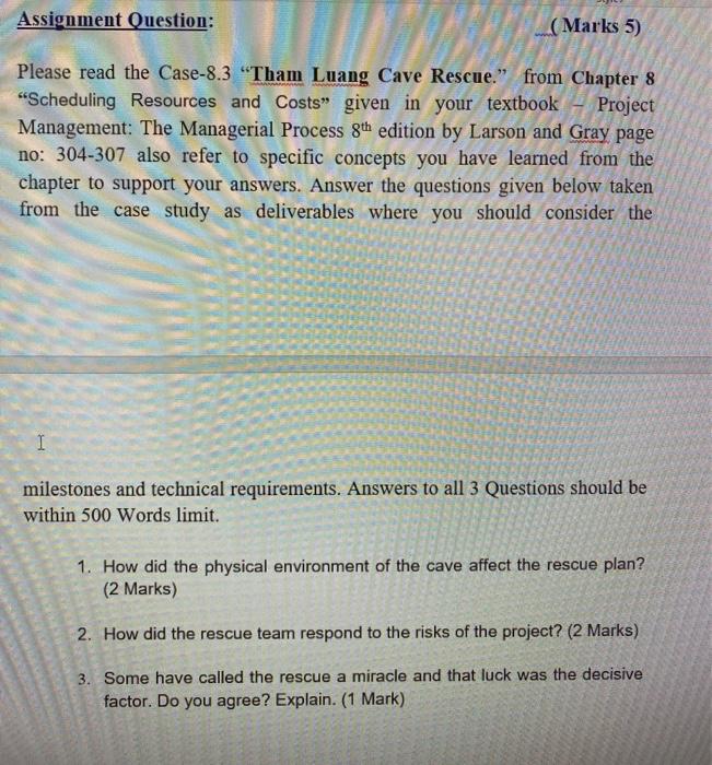 Assignment Question: (Marks 5) Please read the