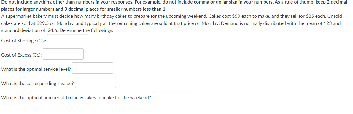 Do not include anything other than numbers in