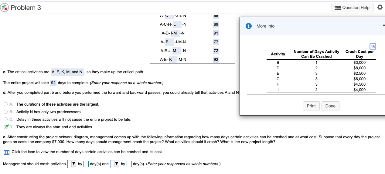 Q: After constructing the project network