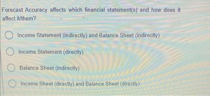 Forecast Accuracy affects which financial
