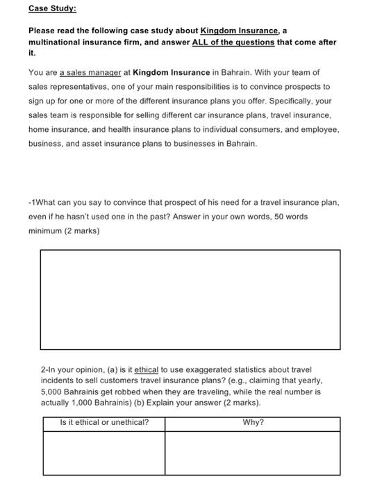 Case Study: Please read the following case study