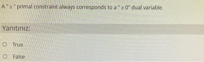 A"2" primal constraint always corresponds to a