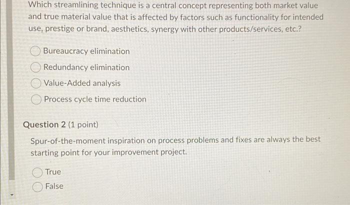 Which streamlining technique is a central concept