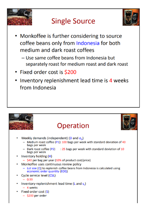 Single Source Monkoffee is further considering to