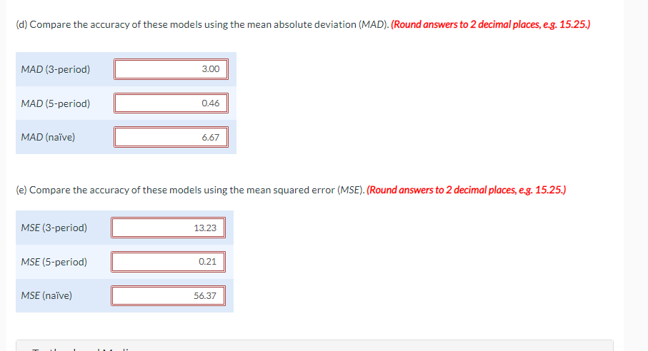 (d) Compare the accuracy of these models using