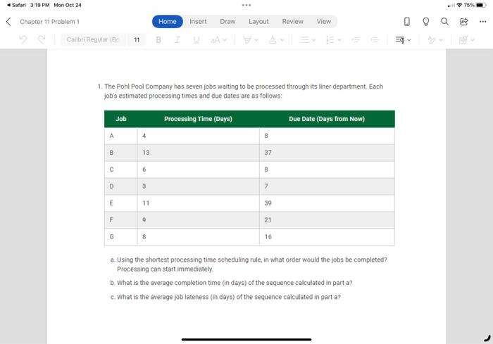 please do it in excel and show formulas! 1. The