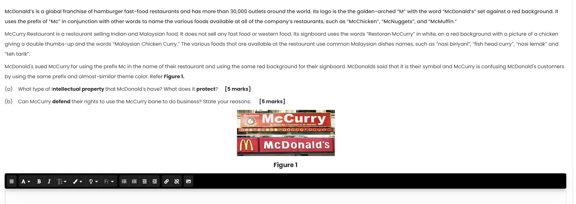 McDonald's is a global franchise of hamburger