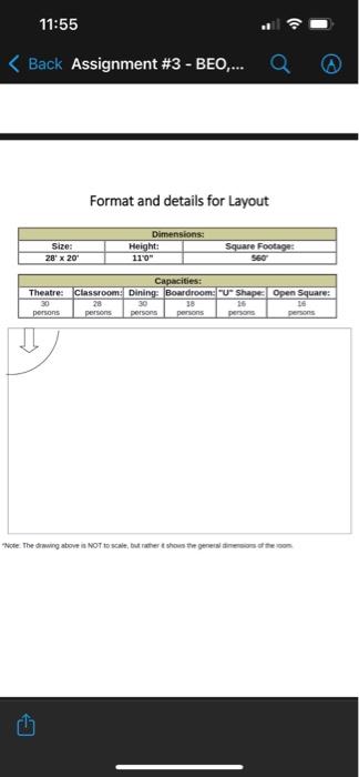 Create a BEO/Checklist along with Floor plan