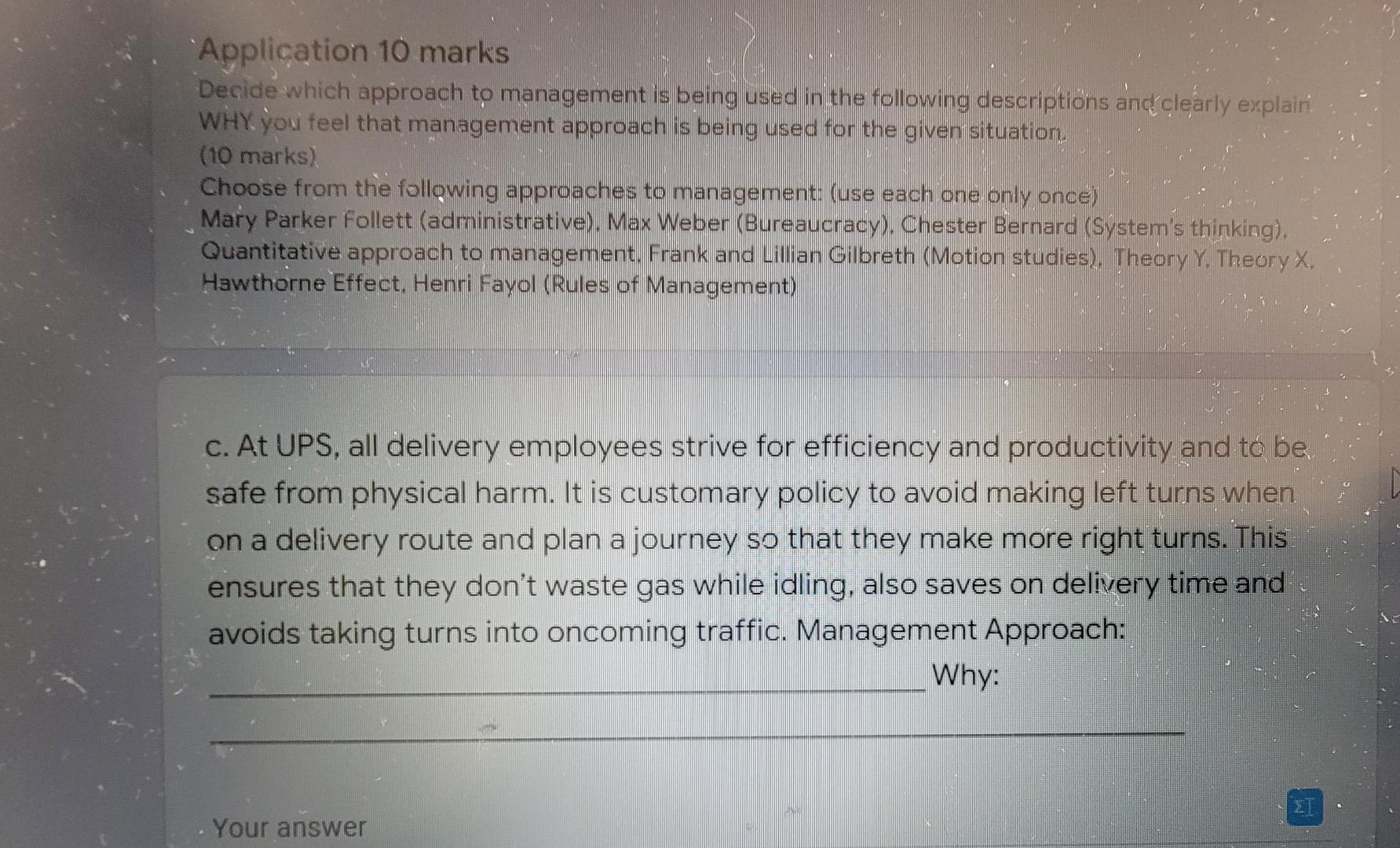 Application 10 marks Decide which approach to