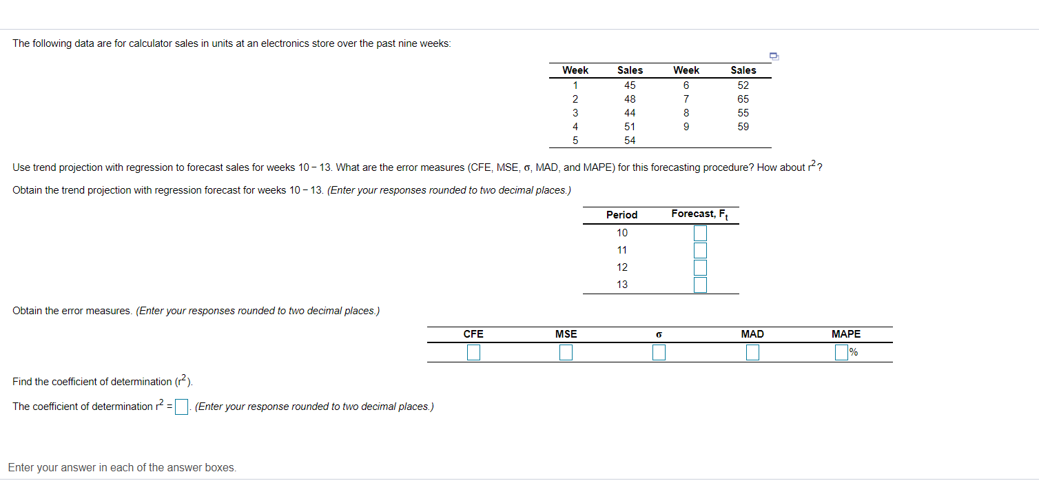 The following data are for calculator sales in