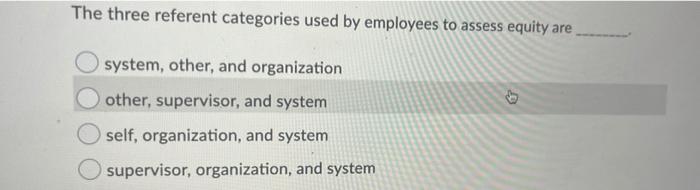 The three referent categories used by employees