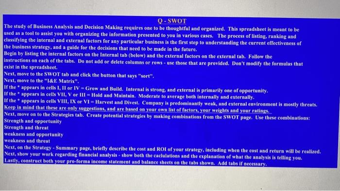 Create a Q-SWOT spreadsheet template for Amazon