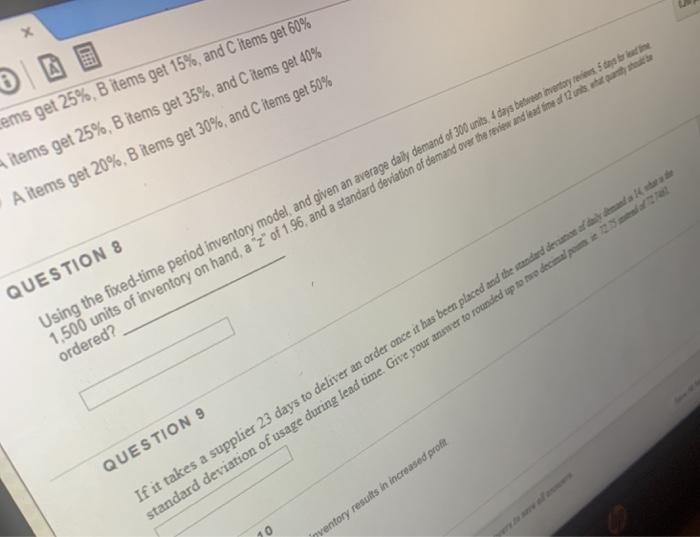 8 & 9 please for a thumbs up X ems get 25%, B