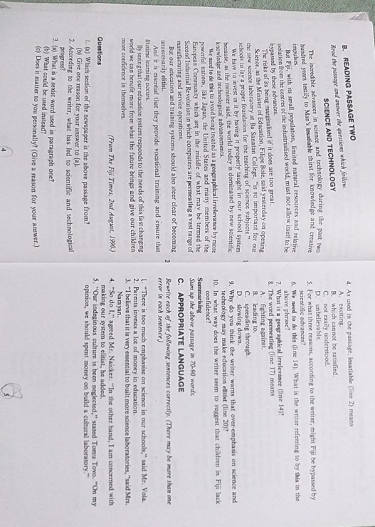 B. READING PASSAGE TWO Read the passage and