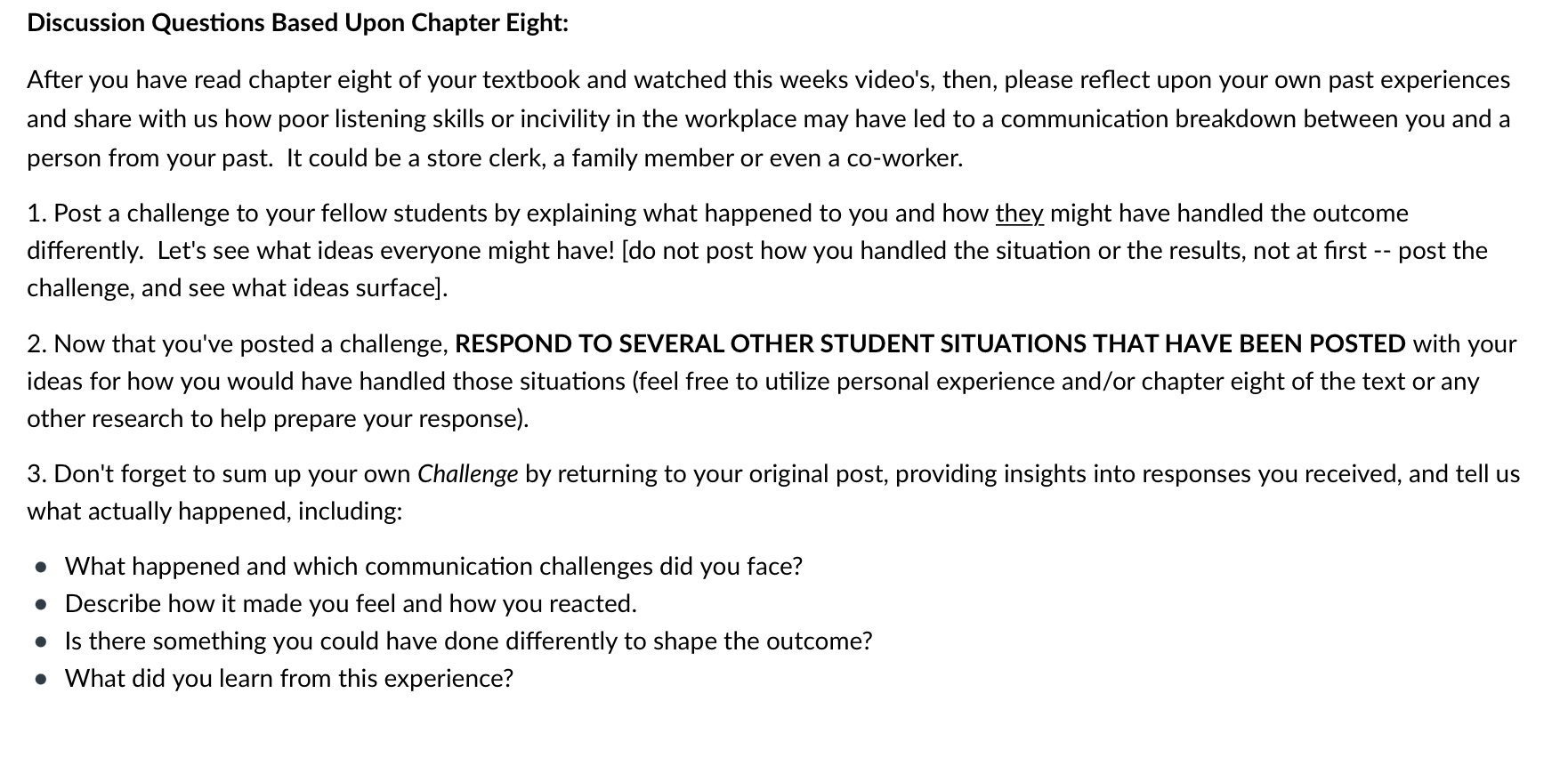 Discussion Questions Based Upon Chapter Eight: