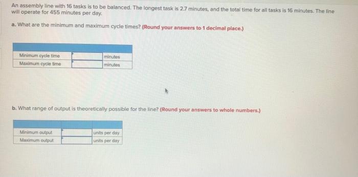 An assembly line with 16 tasks is to be balanced.