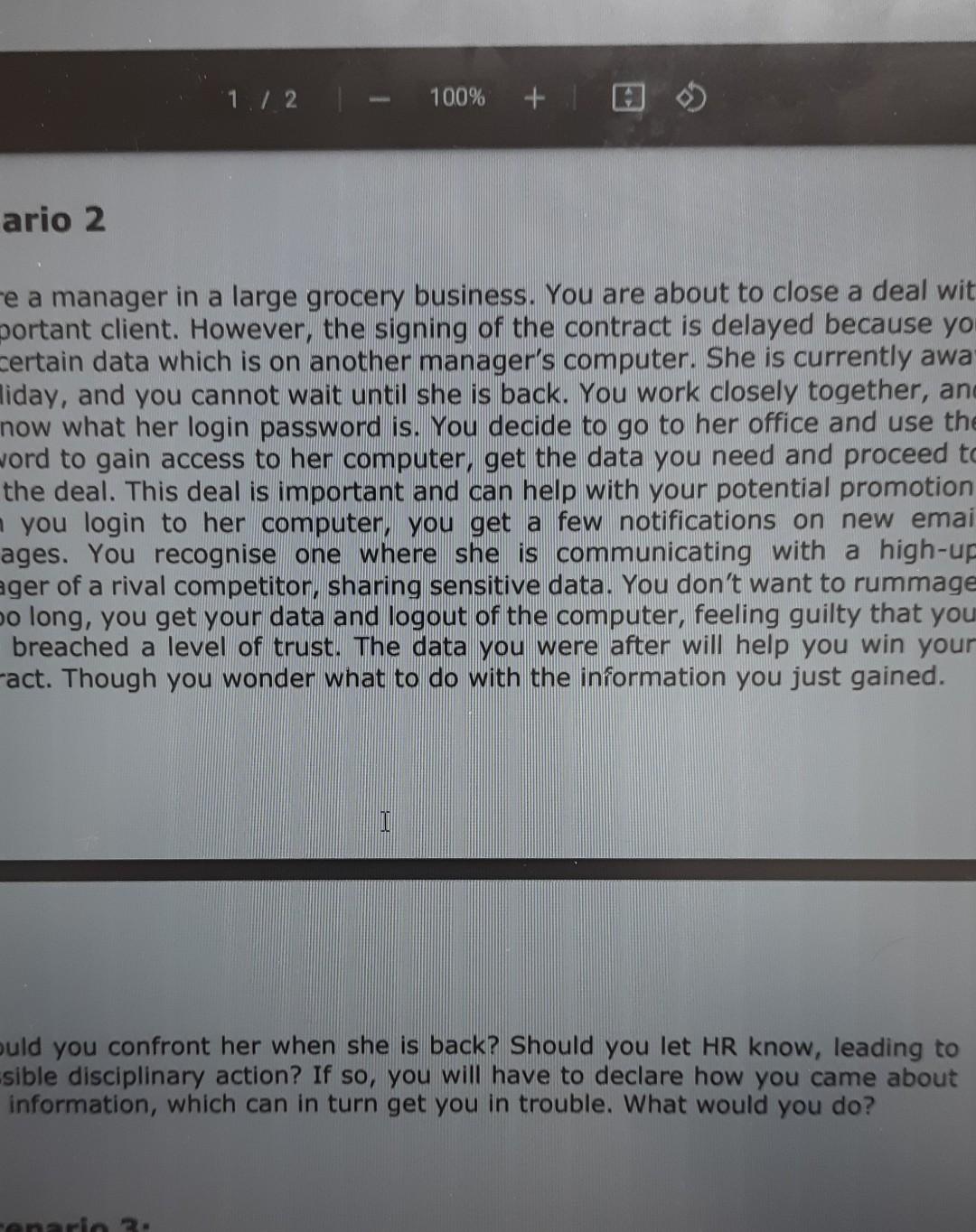 1.72 100% + ario 2 e a manager in a large grocery