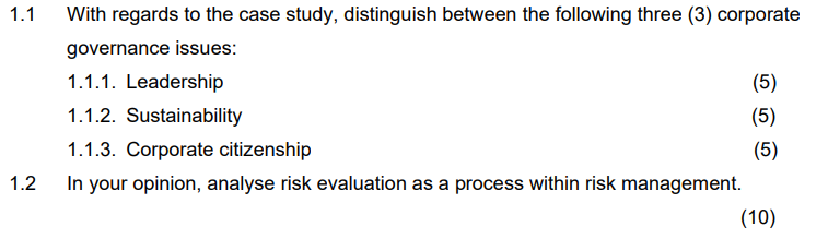 Read the following case study and answer the