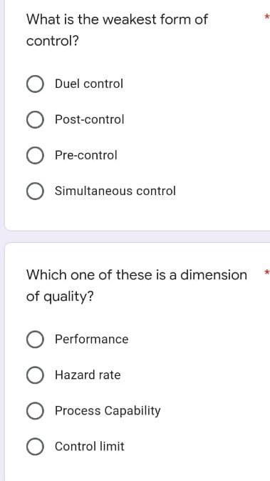 What is the weakest form of control? Duel control