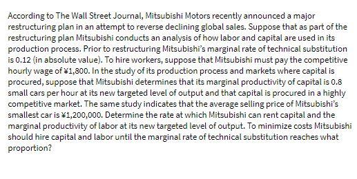 According to The Wall Street Journal, Mitsubishi