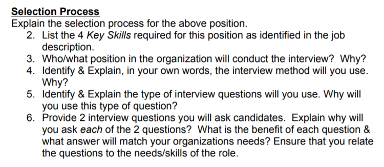 Using the Job Description below, the information