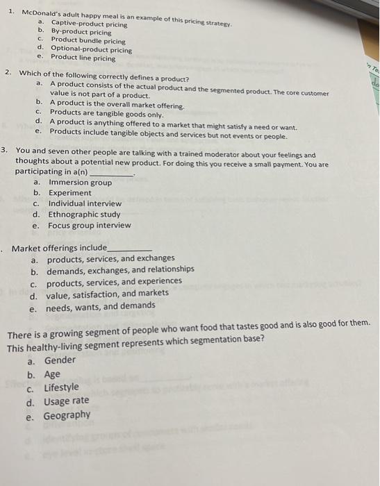 1. McDonald's adult happy meal is an example of