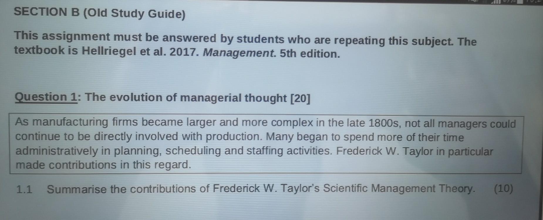 SUBJECT: BUSINESS MANAGEMENT II SECTION B (Old