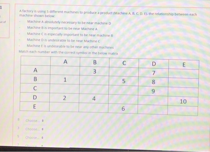 ut of A factory is using 5 different machines to